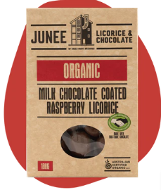 Junee Milk Chocolate Coated Raspberry Licorice